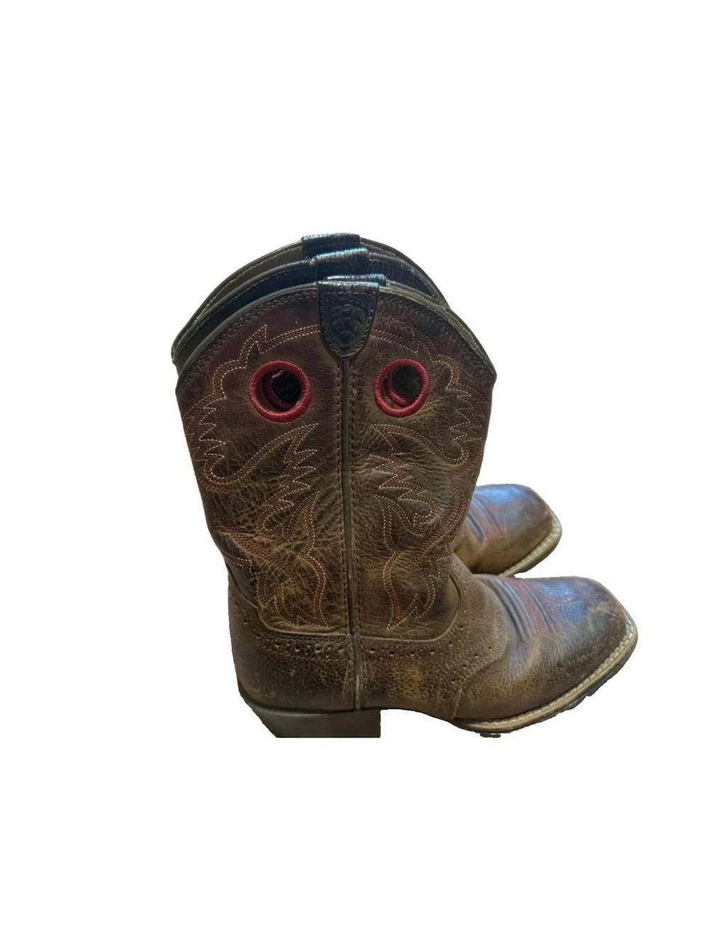 Ariat Roughstock Brown Leather Cowboy Boot Shoes Kid Youth US 2